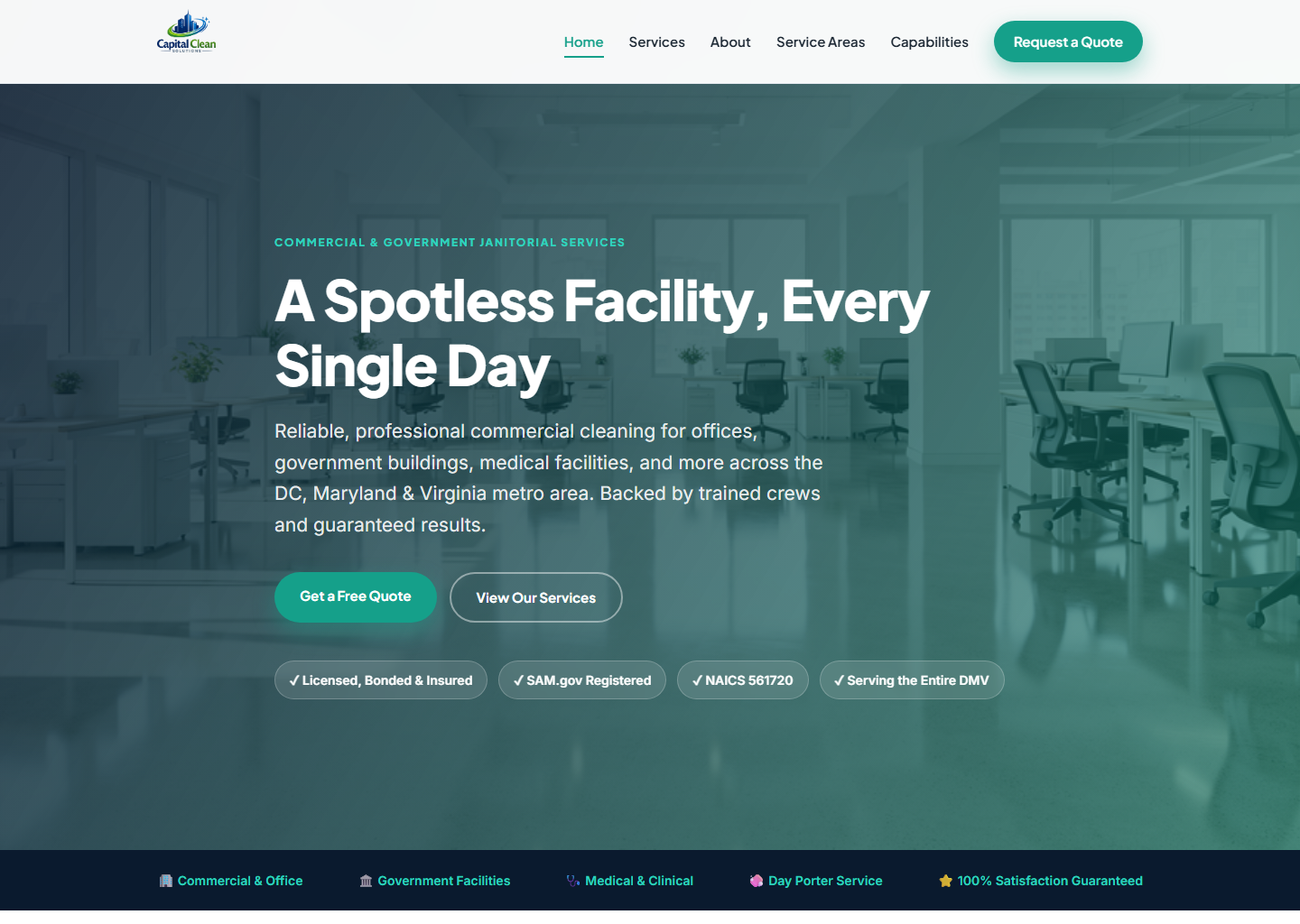 Commercial cleaning website built by BrightFront Digital